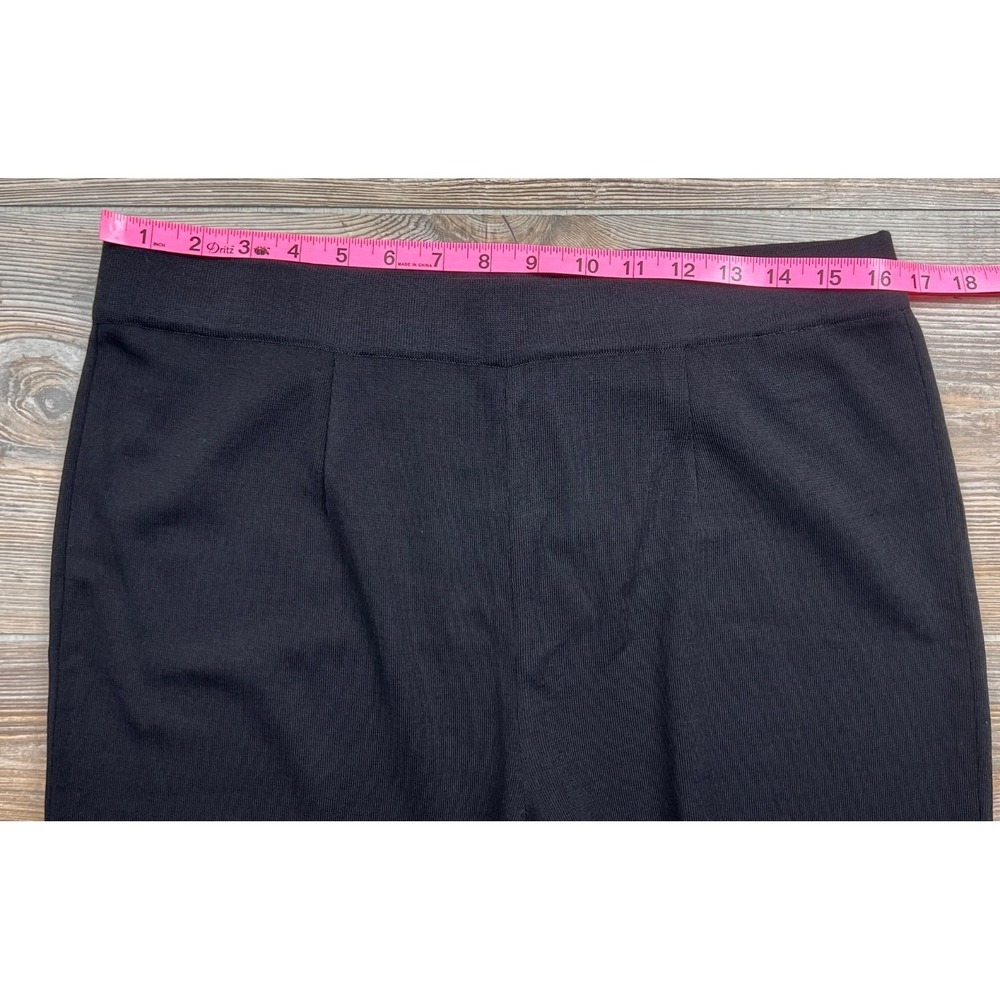 Misook Pants PL Womens Black Classic Knit Stretch Waist Taper Straight Ankle - Picture 4 of 10